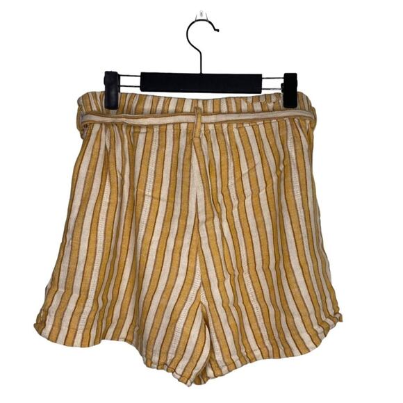 Drew Womens Shorts Size L Yellow White Striped Belted High Waisted Unlined - Picture 6 of 16